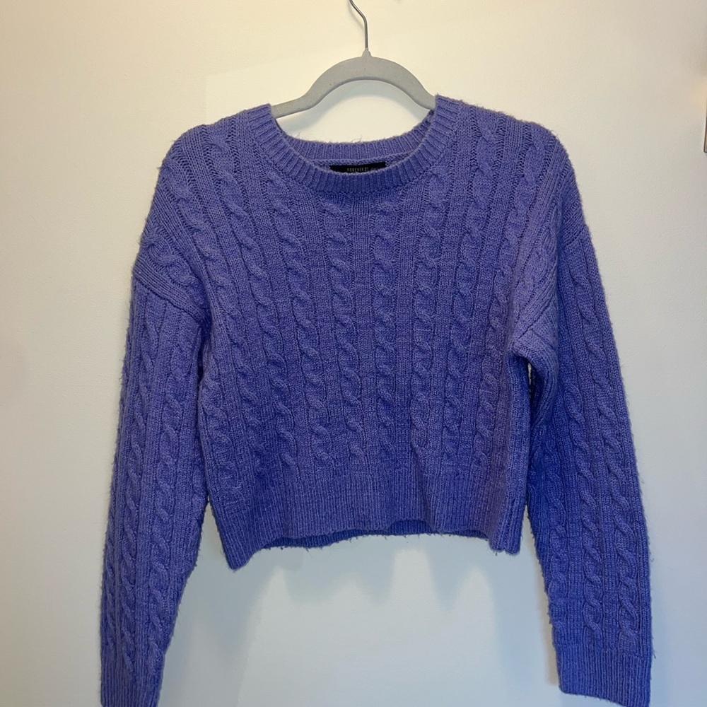 Forever 21 Purple Crew Neck Cable Knit Sweater